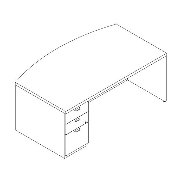 Groupe Lacasse Desk, Bow Front, Left Ped, 72inWx42inDx29-1/2inH, Niagara LAS72KUF4272SAA - main